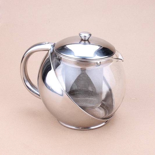 500ml New stainless steel Glass Spherical flower tea pot,Flower Tea Set Puer Kettle Coffee Teapot Convenient Infuser Office Home