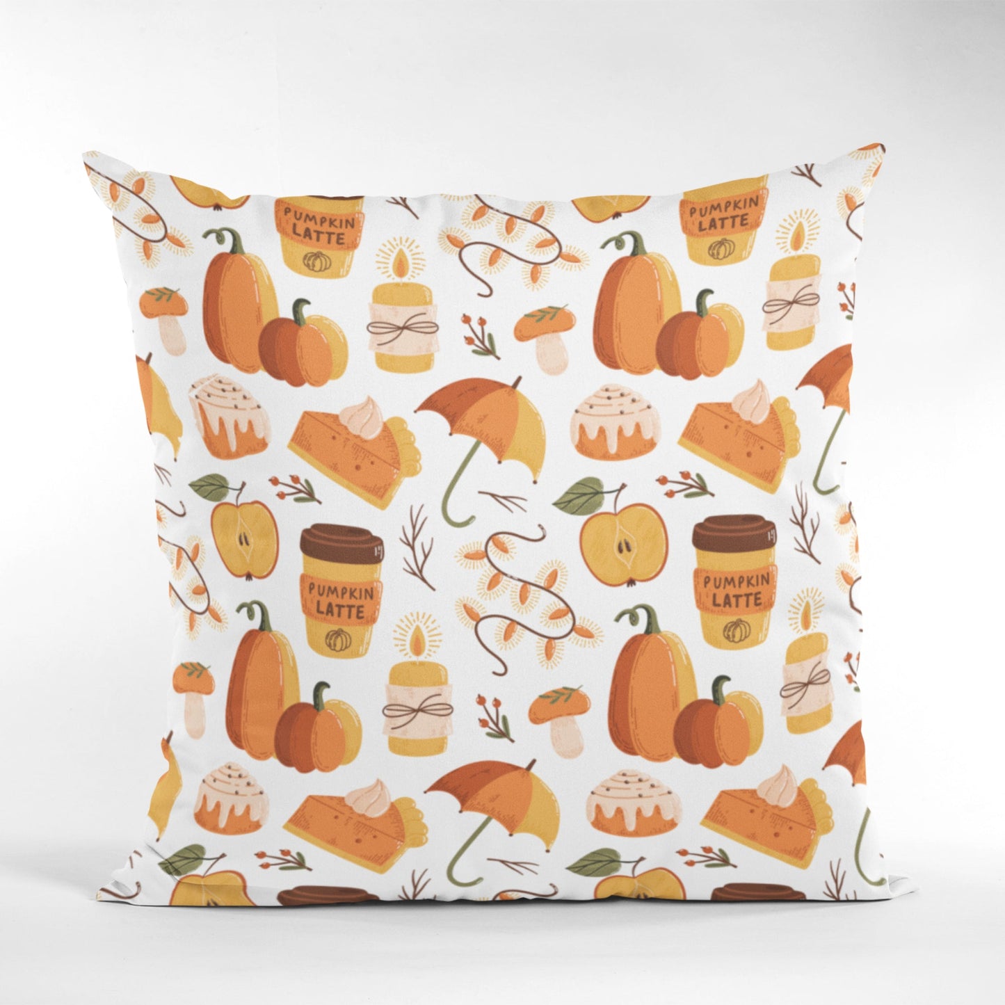 Pumpkin Coffee Pattern Kitchen Decor Throw Pillow by Homeezone