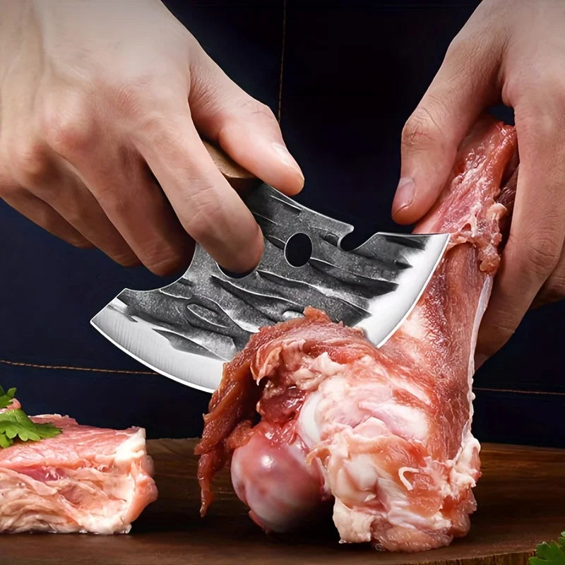 Portable Carving Knife Fish Boning Knives Cutting Steak Vegetables Fruit Knife  Meat Cleaver Butcher Bottle Opener Wood Handle