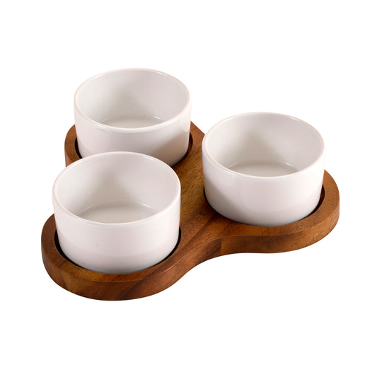 Serving Set with 3 White Ceramic Dishes