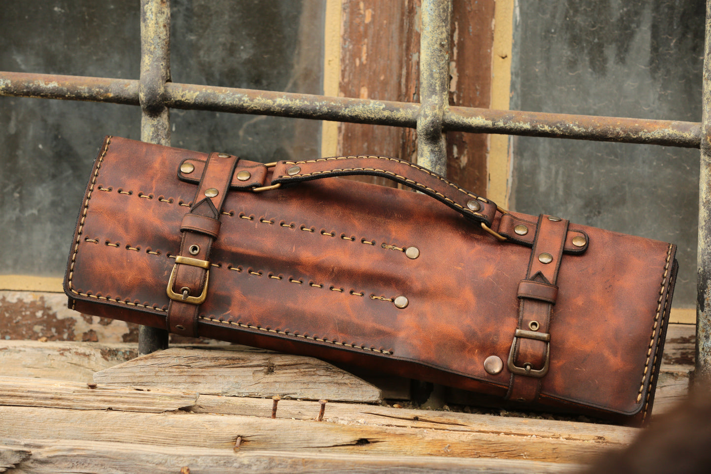 Leather knife Pouch - Roll bag