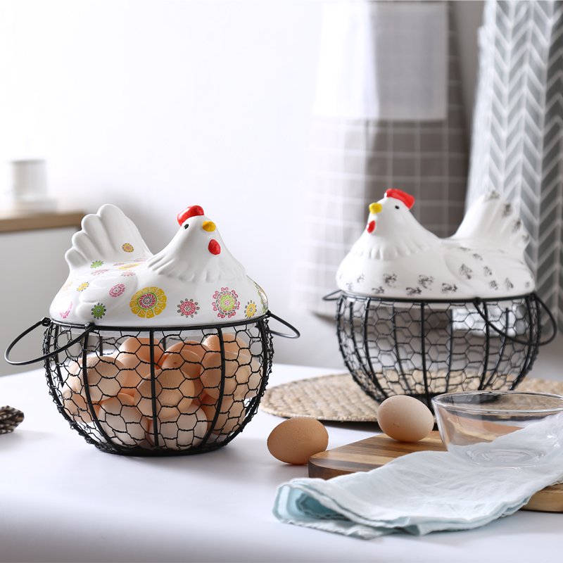 Egg Bowl with Ceramic Chicken Cover