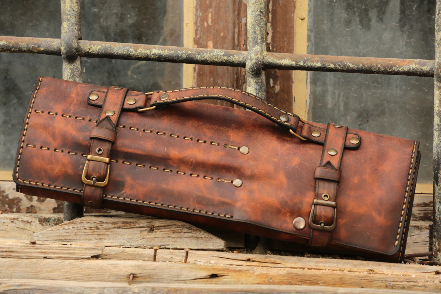 Leather knife Pouch - Roll bag