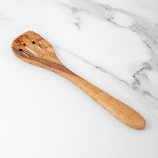 Olive Wood Slotted Spatula - Handmade