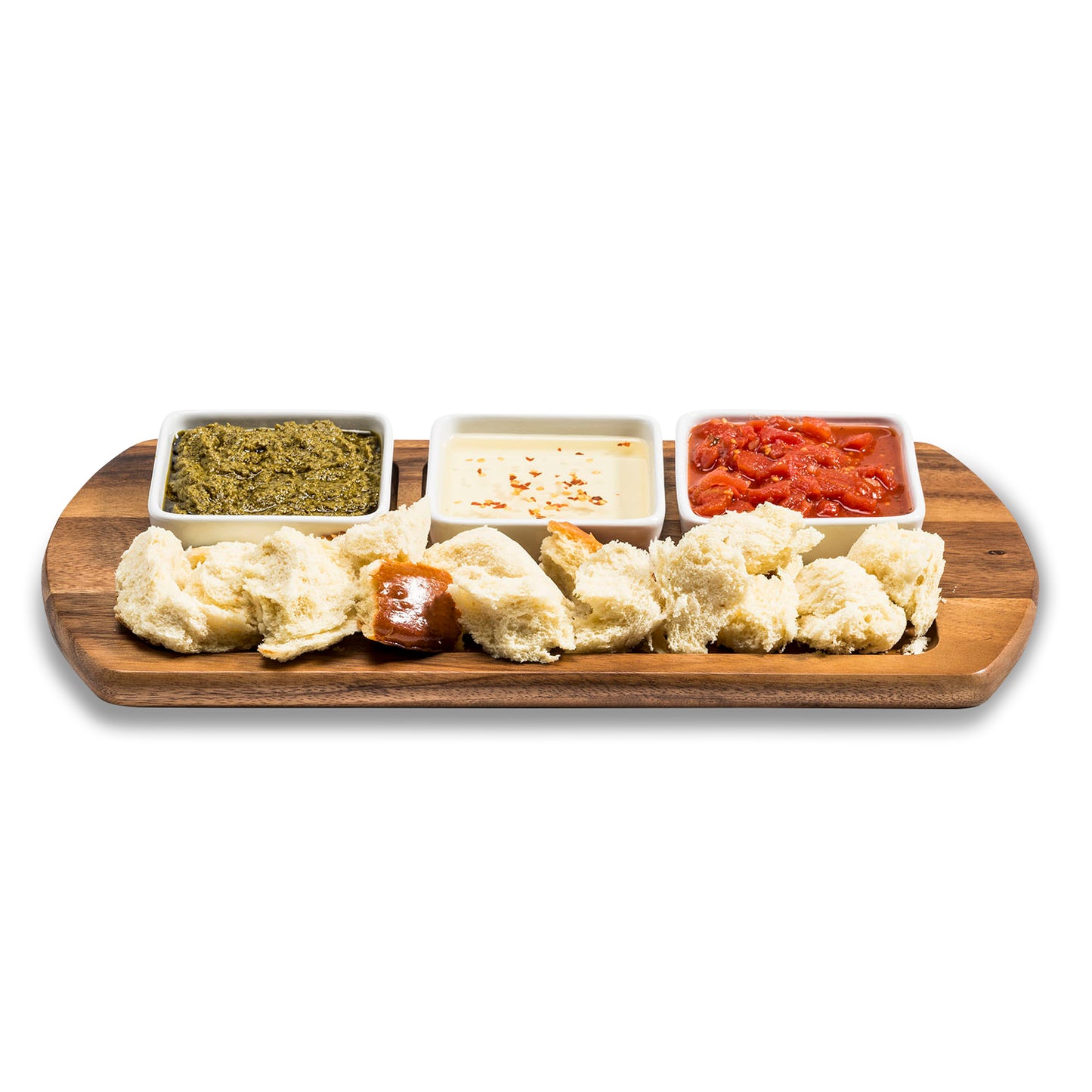 Charcuterie/ Serving Tray with 3 square ceramic bowls