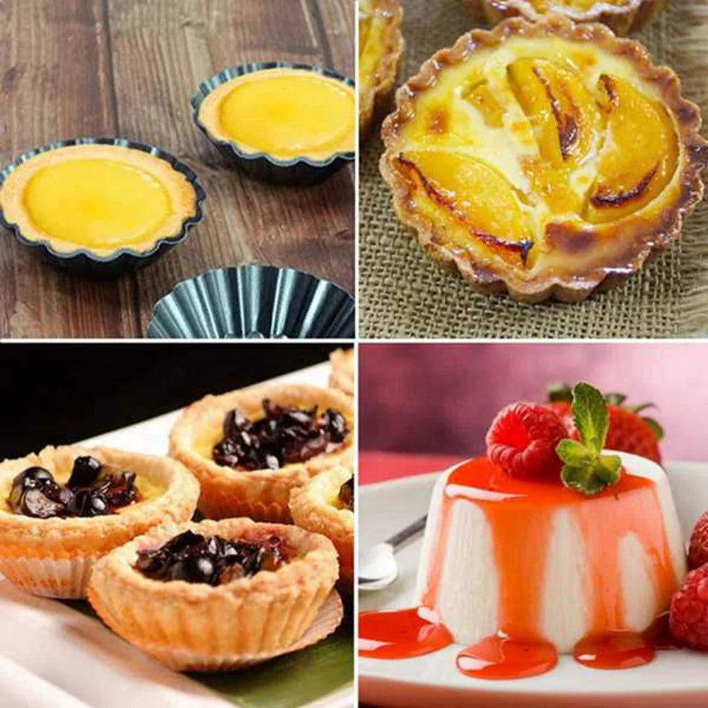 13 Pcs Egg Tart Molds 3inch Mini Tart Pans Removable Bottom Cupcake Cake Muffin Mold Tin Pan Baking Tool