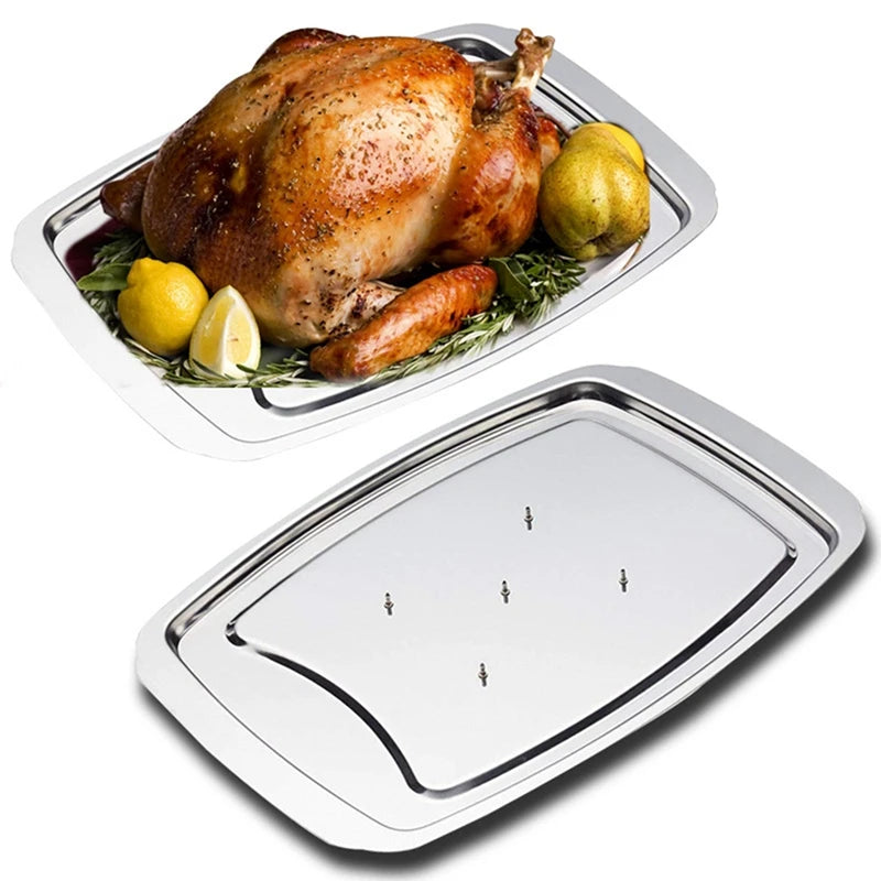 Stainless Steel Turkey Nail Basin Roast Chicken Rack Turkey Rack Roast Chicken Tray Baking Barbecue Nail Tray