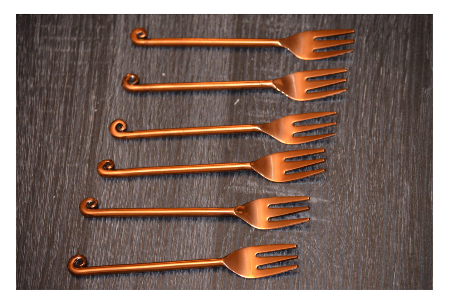 Copper Finish Appetizer Forks Set of 6