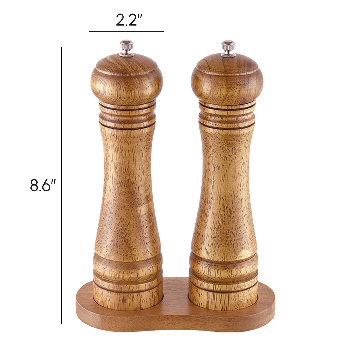 Salt and Pepper Wood Mill and Stand Set