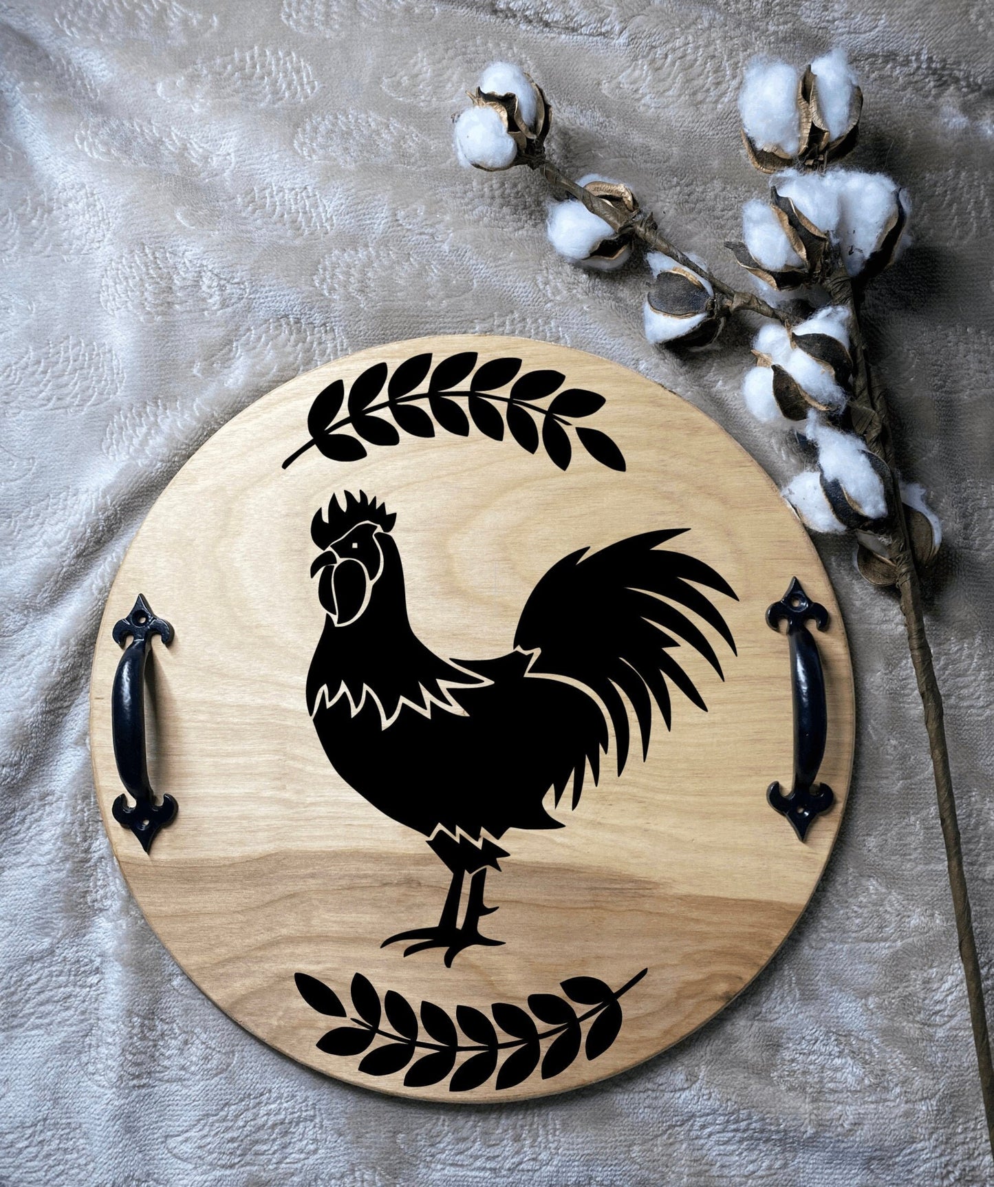 Rooster Kitchen Wood Serving Tray