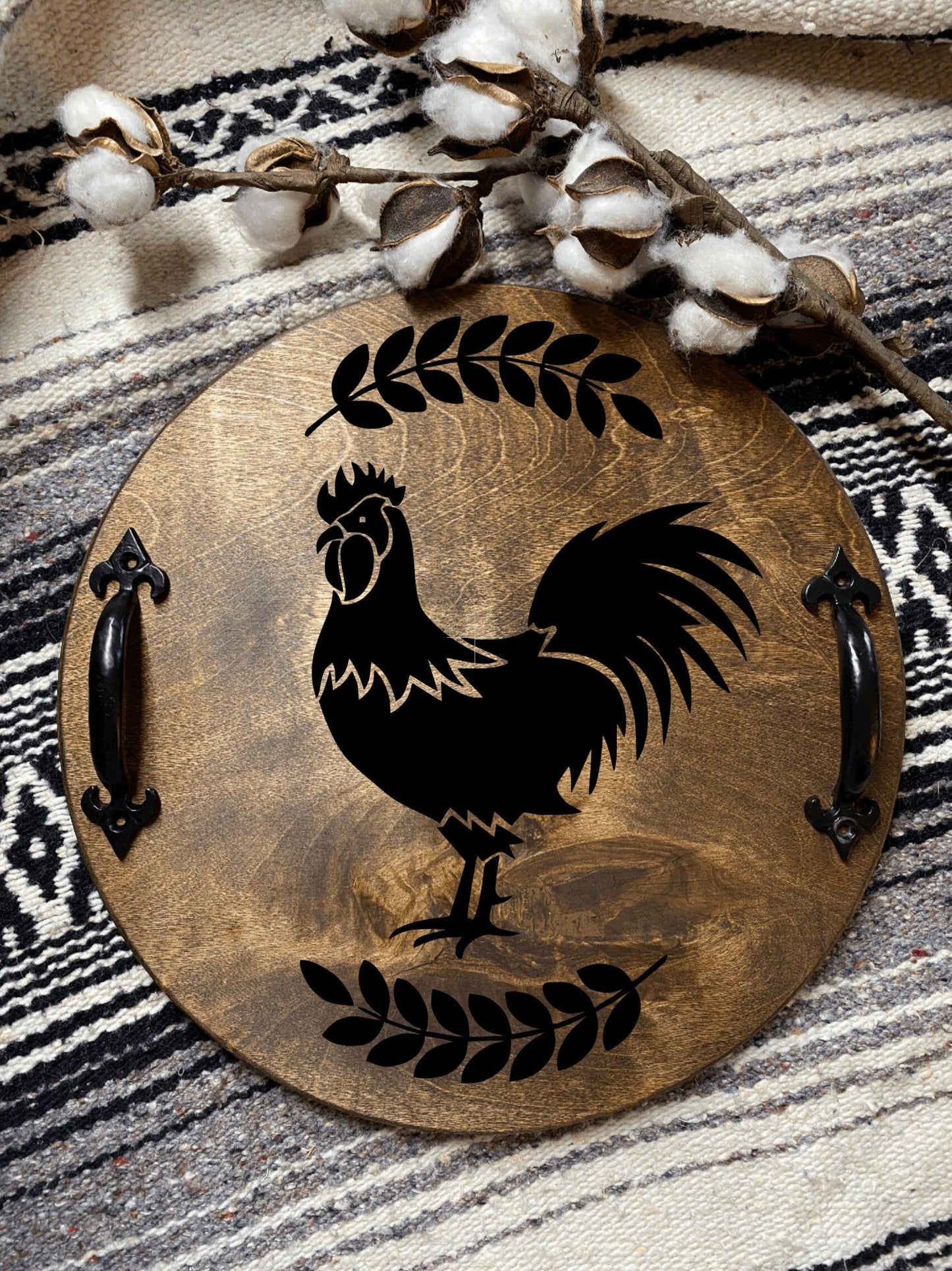 Rooster Kitchen Wood Serving Tray