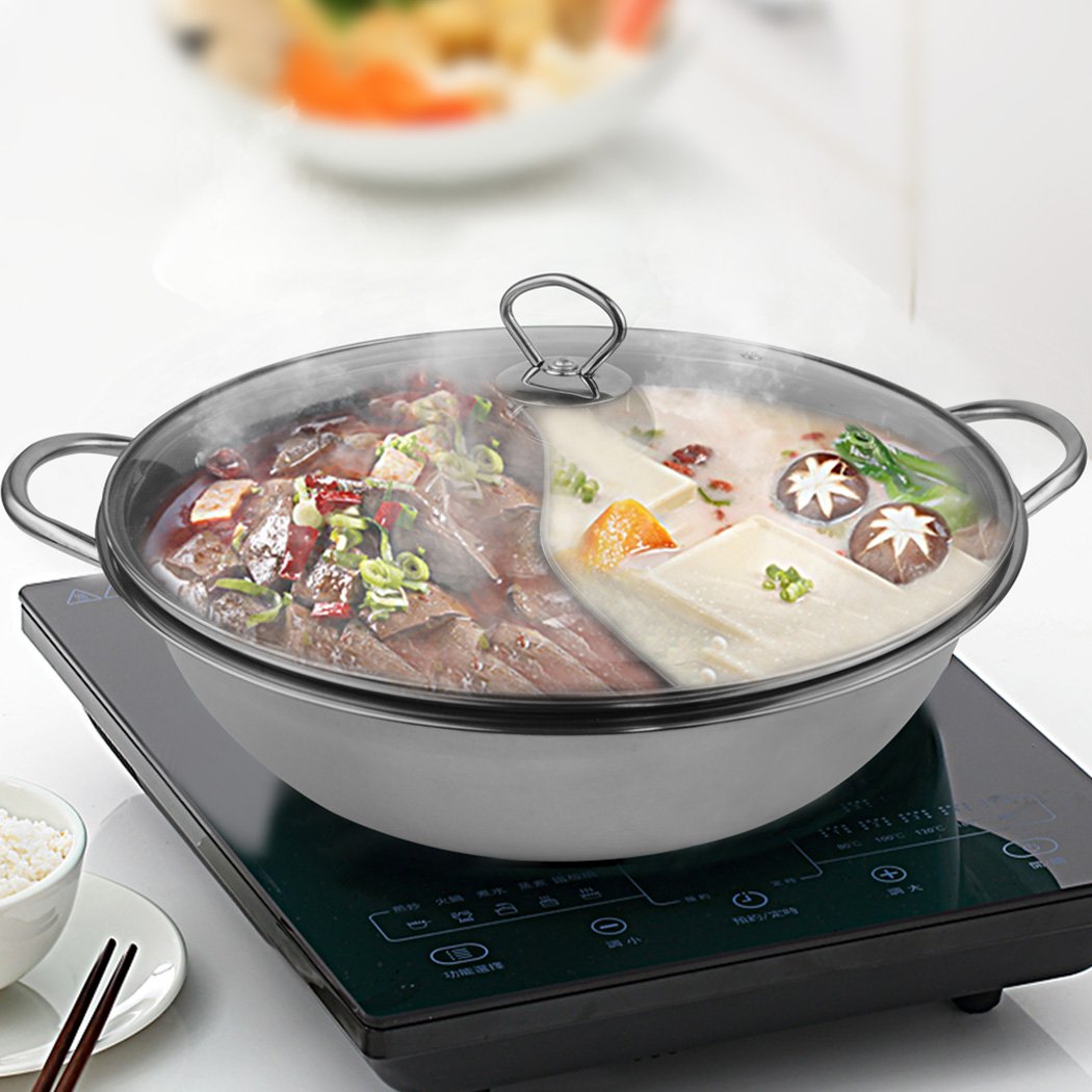 Stainless Steel Twin Mandarin Duck Hot Pot for Induction Cookware