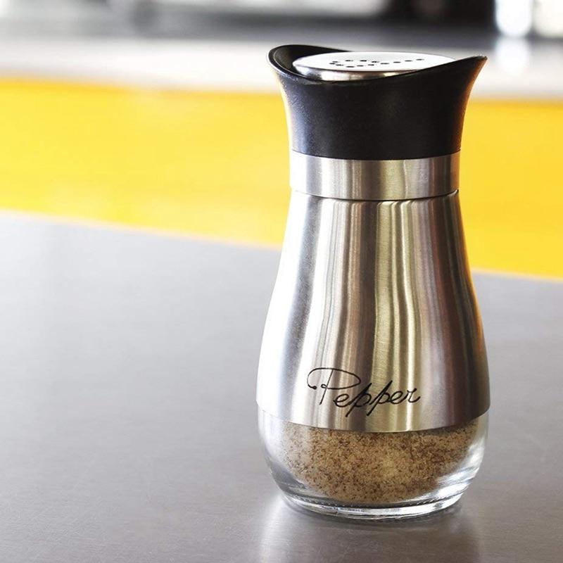 Salt and Pepper Shakers Stainless Steel Glass Set